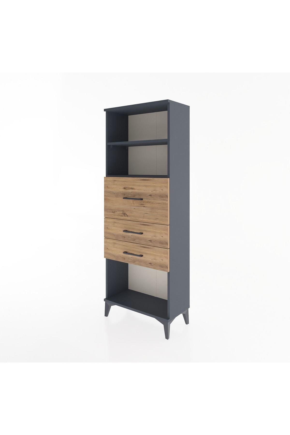 Arges Dolap 2 Raflı 3 Çekmeceli 60x30x163 Antrasit-Çam