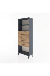 Arges Dolap 2 Raflı 3 Çekmeceli 60x30x163 Antrasit-Çam