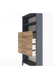 Arges Dolap 2 Raflı 3 Çekmeceli 60x30x163 Antrasit-Çam