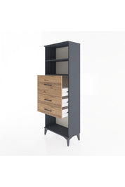 Arges Dolap 2 Raflı 3 Çekmeceli 60x30x163 Antrasit-Çam