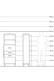 Arges Dolap 2 Raflı 3 Çekmeceli 60x30x163 Antrasit-Çam