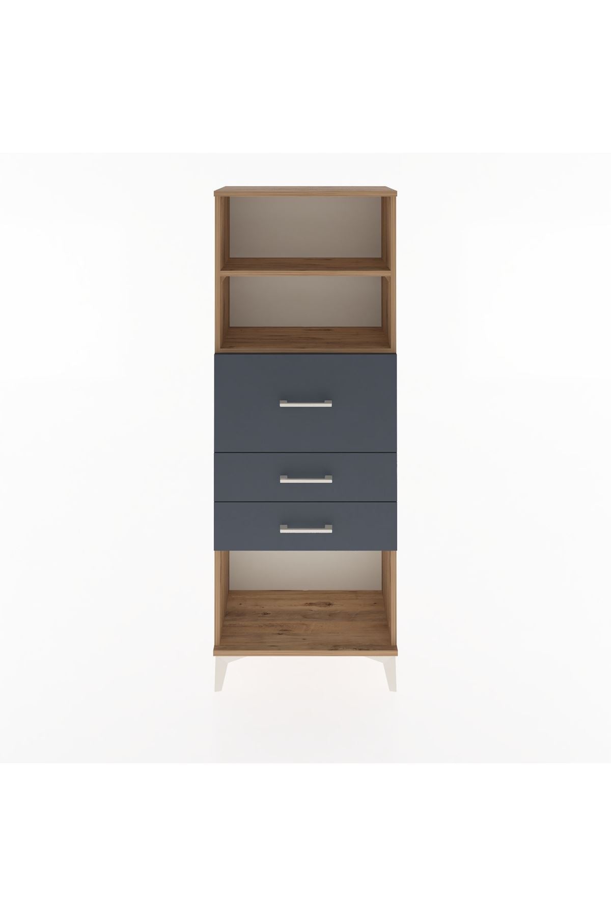 Arges Dolap 2 Raflı 3 Çekmeceli 60x30x163 Çam-Antrasit