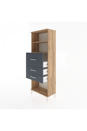 Arges Dolap 2 Raflı 3 Çekmeceli 60x30x163 Çam-Antrasit