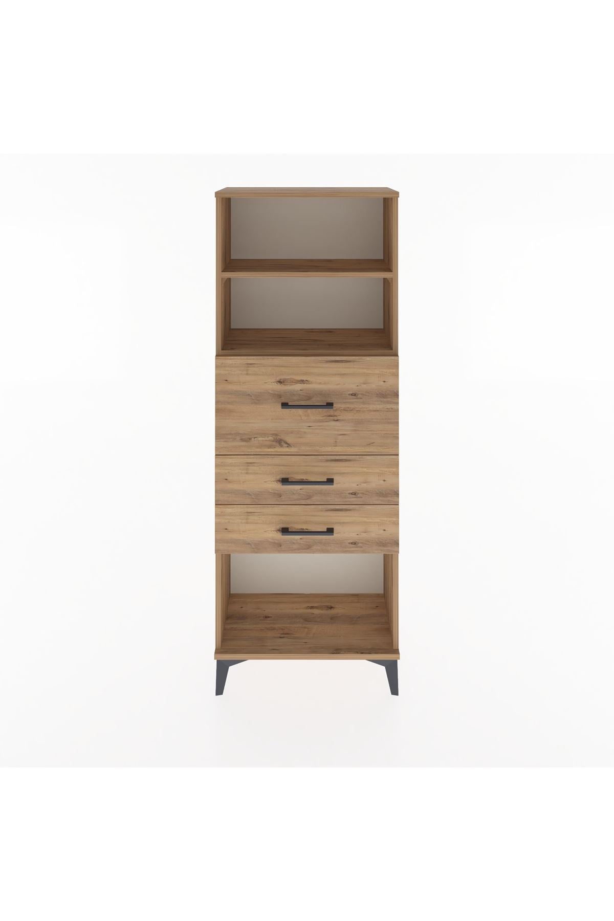 Arges Dolap 2 Raflı 3 Çekmeceli 60x30x163 Çam-Çam