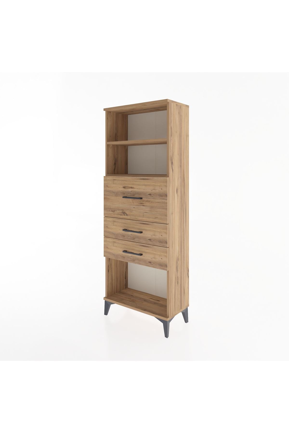 Arges Dolap 2 Raflı 3 Çekmeceli 60x30x163 Çam-Çam