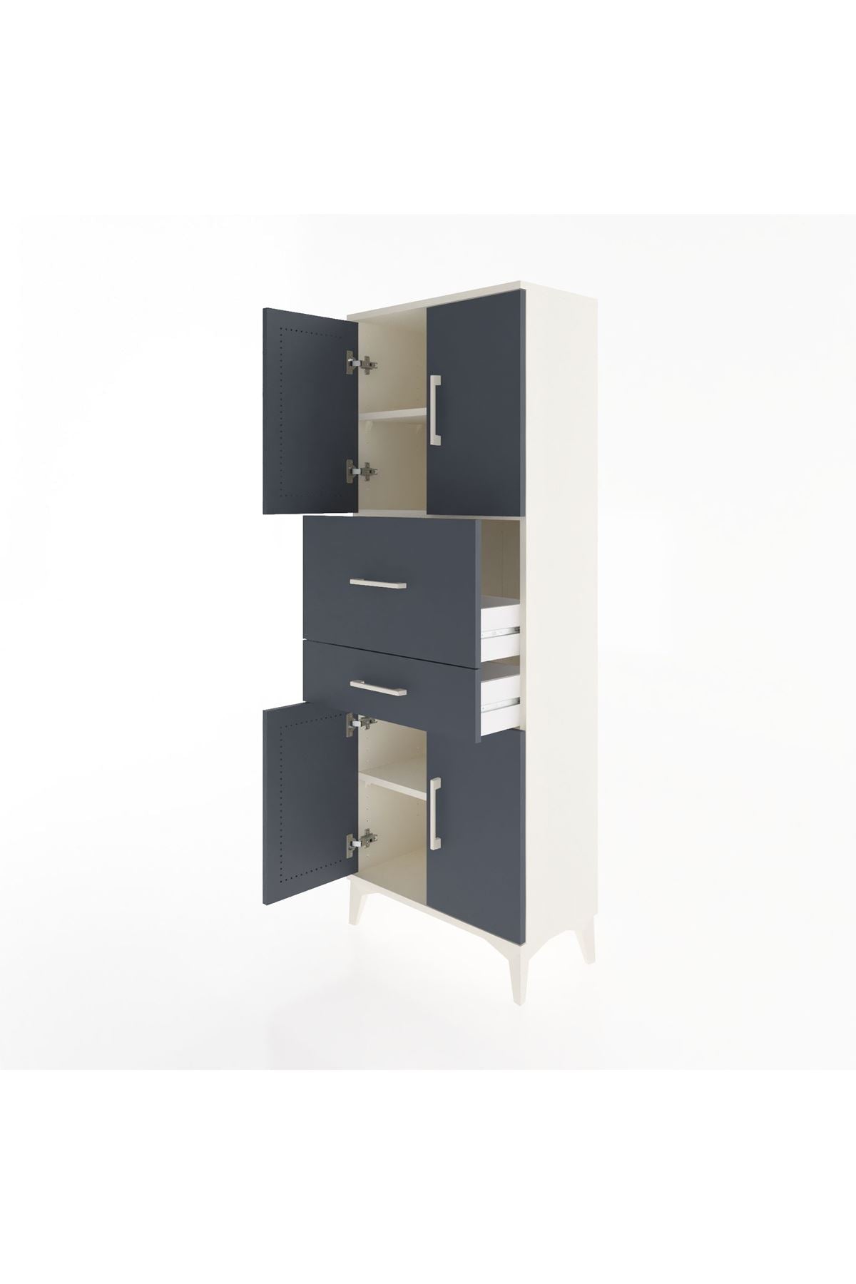 Arges Dolap 3 Raflı 2 Çekmeceli 4 Kapaklı 60x30x163 Aytaşı-Antrasit