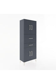 Arges Dolap 3 Raflı 2 Çekmeceli 4 Kapaklı 60x30x163 Antrasit-Antrasit