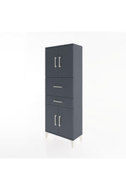 Arges Dolap 3 Raflı 2 Çekmeceli 4 Kapaklı 60x30x163 Antrasit-Antrasit