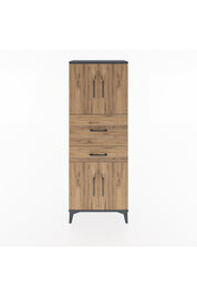 Arges Dolap 3 Raflı 2 Çekmeceli 4 Kapaklı 60x30x163 Antrasit-Çam