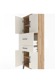 Arges Dolap 3 Raflı 2 Çekmeceli 4 Kapaklı 60x30x163 Çam-Aytaşı