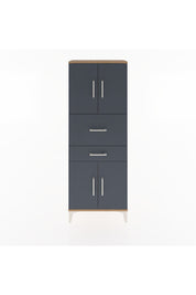 Arges Dolap 3 Raflı 2 Çekmeceli 4 Kapaklı 60x30x163 Çam-Antrasit