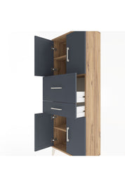 Arges Dolap 3 Raflı 2 Çekmeceli 4 Kapaklı 60x30x163 Çam-Antrasit