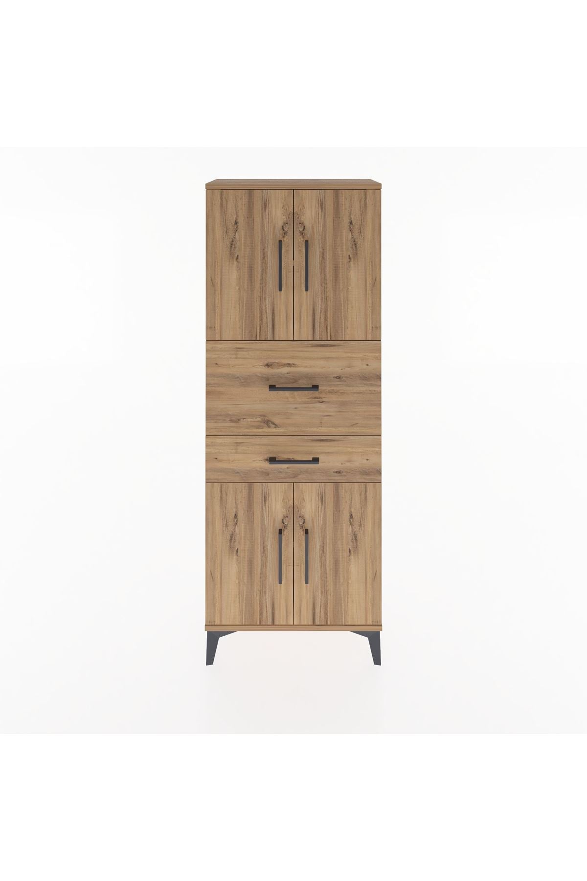 Arges Dolap 3 Raflı 2 Çekmeceli 4 Kapaklı 60x30x163 Çam-Çam