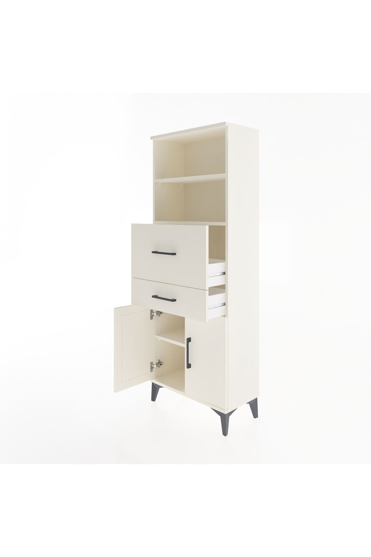 Arges Dolap 3 Raflı 2 Çekmeceli 2 Kapaklı 60x30x163 Aytaşı-Aytaşı