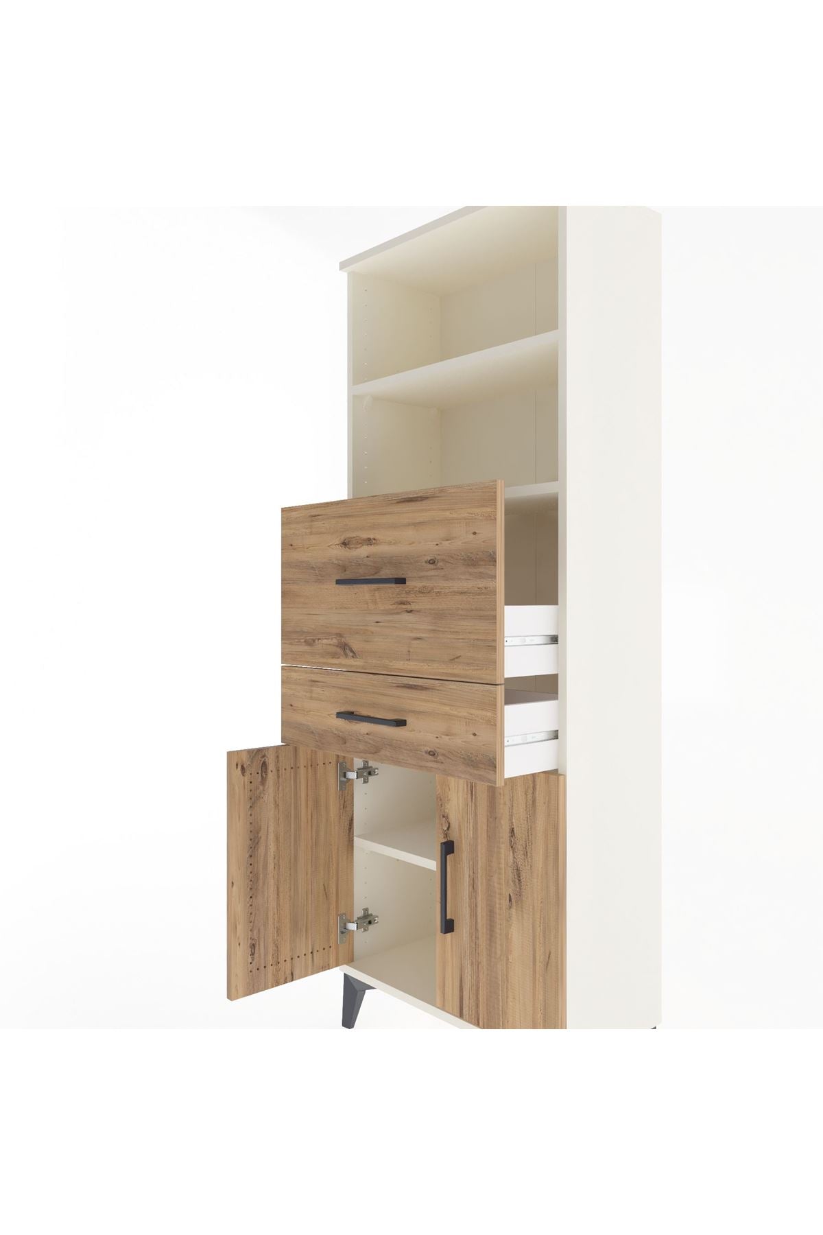 Arges Dolap 3 Raflı 2 Çekmeceli 2 Kapaklı 60x30x163 Aytaşı-Çam