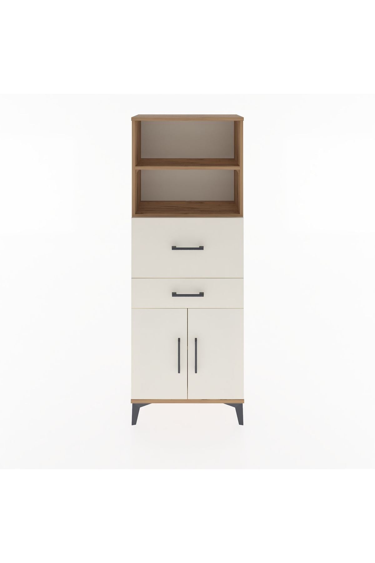 Arges Dolap 3 Raflı 2 Çekmeceli 2 Kapaklı 60x30x163 Çam-Aytaşı