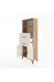 Arges Dolap 3 Raflı 2 Çekmeceli 2 Kapaklı 60x30x163 Çam-Aytaşı