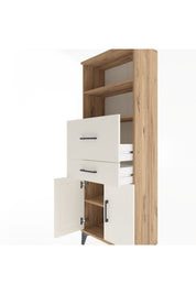 Arges Dolap 3 Raflı 2 Çekmeceli 2 Kapaklı 60x30x163 Çam-Aytaşı