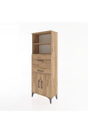 Arges Dolap 3 Raflı 2 Çekmeceli 2 Kapaklı 60x30x163 Çam-Çam