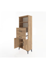 Arges Dolap 3 Raflı 2 Çekmeceli 2 Kapaklı 60x30x163 Çam-Çam