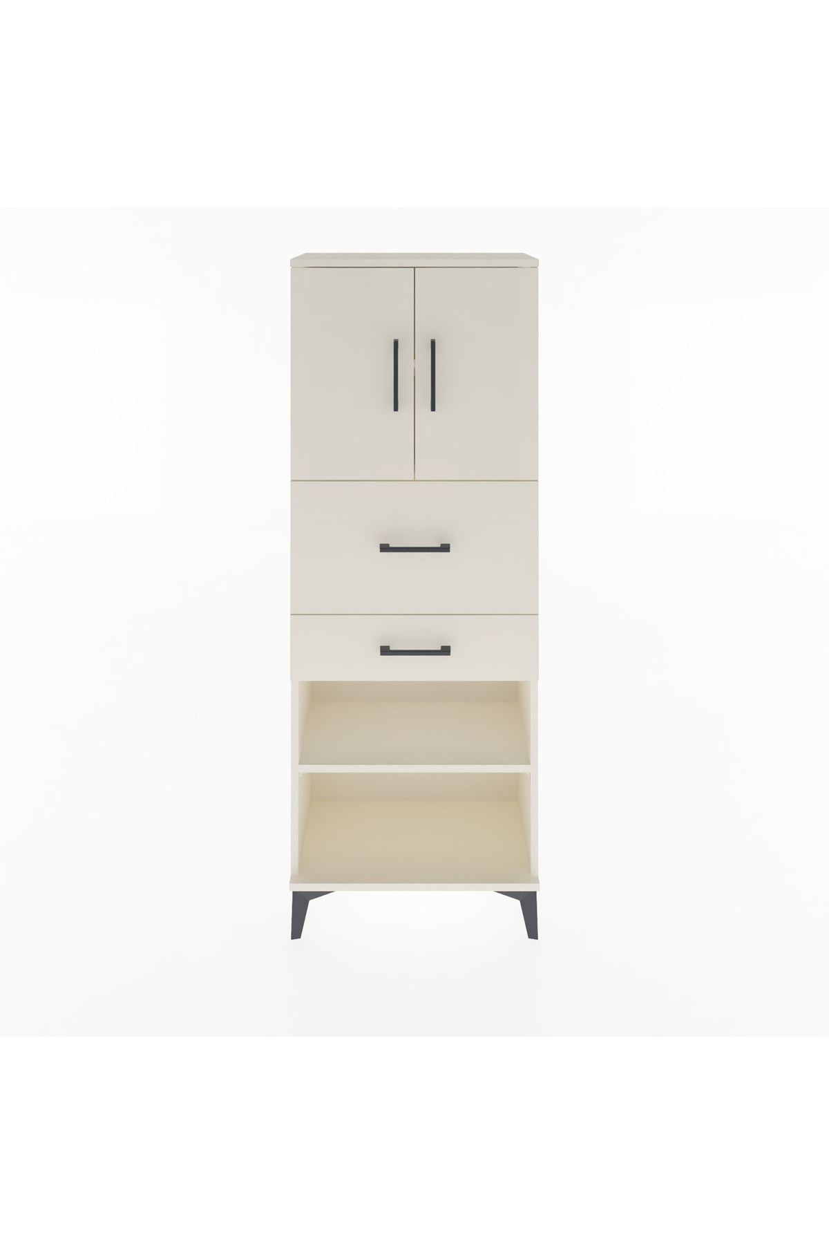 Arges Dolap 3 Raflı 2 Çekmeceli 2 Kapaklı 60x30x163 Aytaşı-Aytaşı