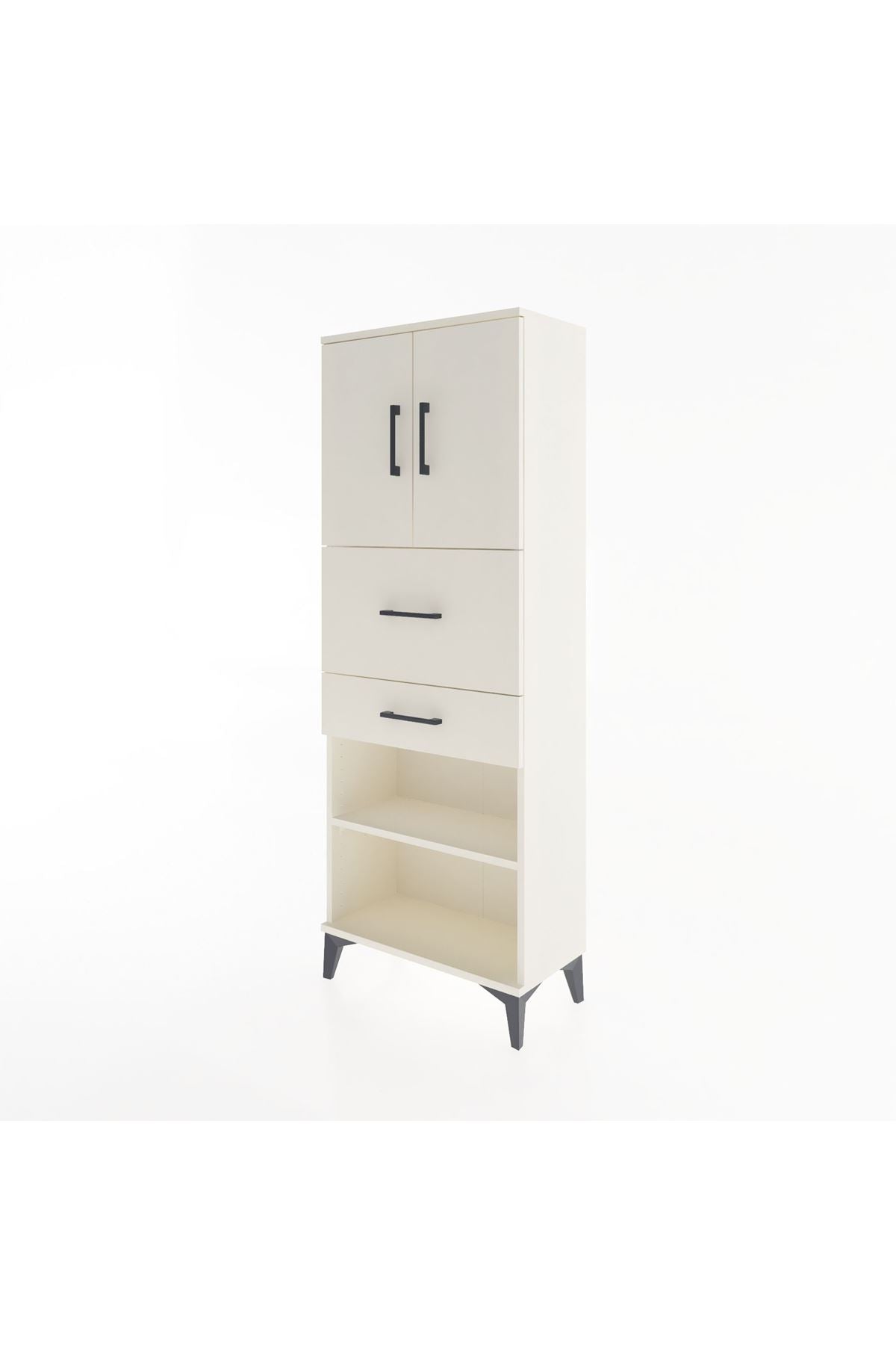 Arges Dolap 3 Raflı 2 Çekmeceli 2 Kapaklı 60x30x163 Aytaşı-Aytaşı