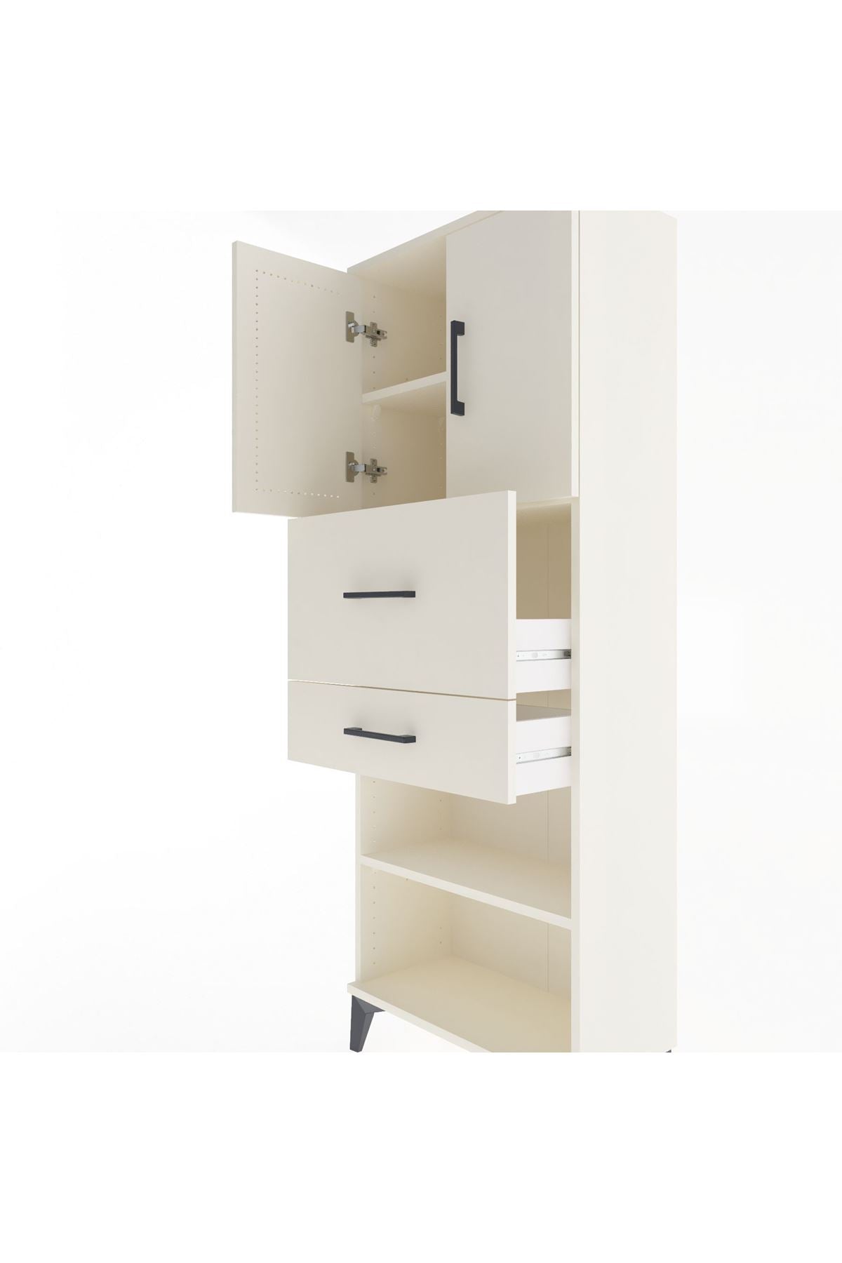 Arges Dolap 3 Raflı 2 Çekmeceli 2 Kapaklı 60x30x163 Aytaşı-Aytaşı