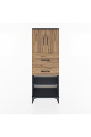 Arges Dolap 3 Raflı 2 Çekmeceli 2 Kapaklı 60x30x163 Antrasit-Çam