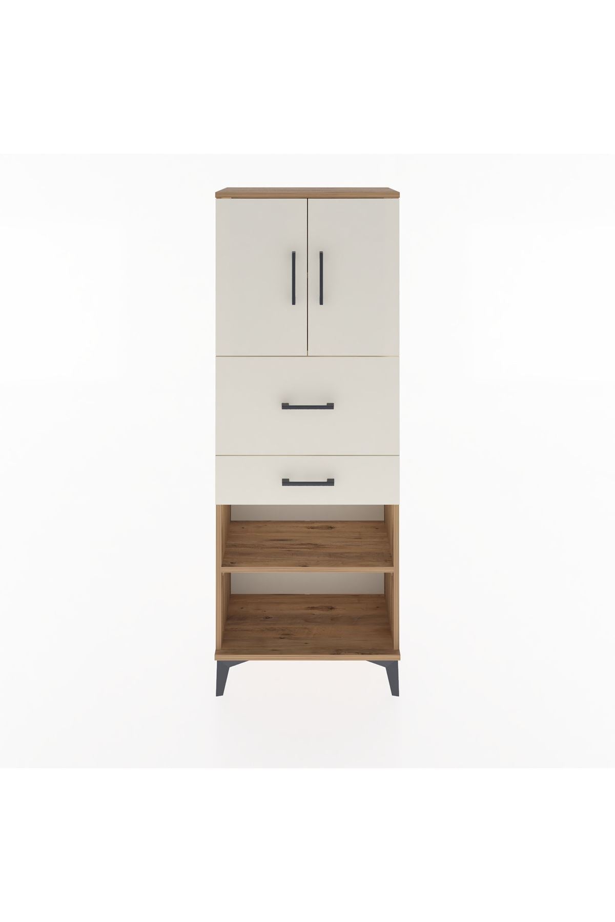Arges Dolap 3 Raflı 2 Çekmeceli 2 Kapaklı 60x30x163 Çam-Aytaşı