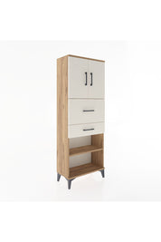 Arges Dolap 3 Raflı 2 Çekmeceli 2 Kapaklı 60x30x163 Çam-Aytaşı