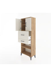 Arges Dolap 3 Raflı 2 Çekmeceli 2 Kapaklı 60x30x163 Çam-Aytaşı