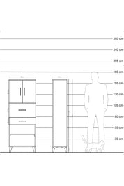 Arges Dolap 3 Raflı 2 Çekmeceli 2 Kapaklı 60x30x163 Çam-Antrasit
