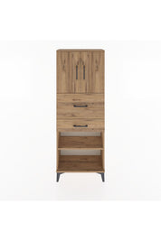 Arges Dolap 3 Raflı 2 Çekmeceli 2 Kapaklı 60x30x163 Çam-Çam