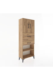 Arges Dolap 3 Raflı 2 Çekmeceli 2 Kapaklı 60x30x163 Çam-Çam