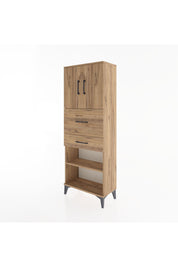 Arges Dolap 3 Raflı 2 Çekmeceli 2 Kapaklı 60x30x163 Çam-Çam