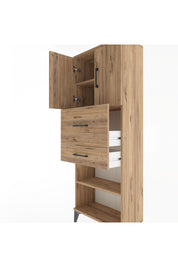Arges Dolap 3 Raflı 2 Çekmeceli 2 Kapaklı 60x30x163 Çam-Çam