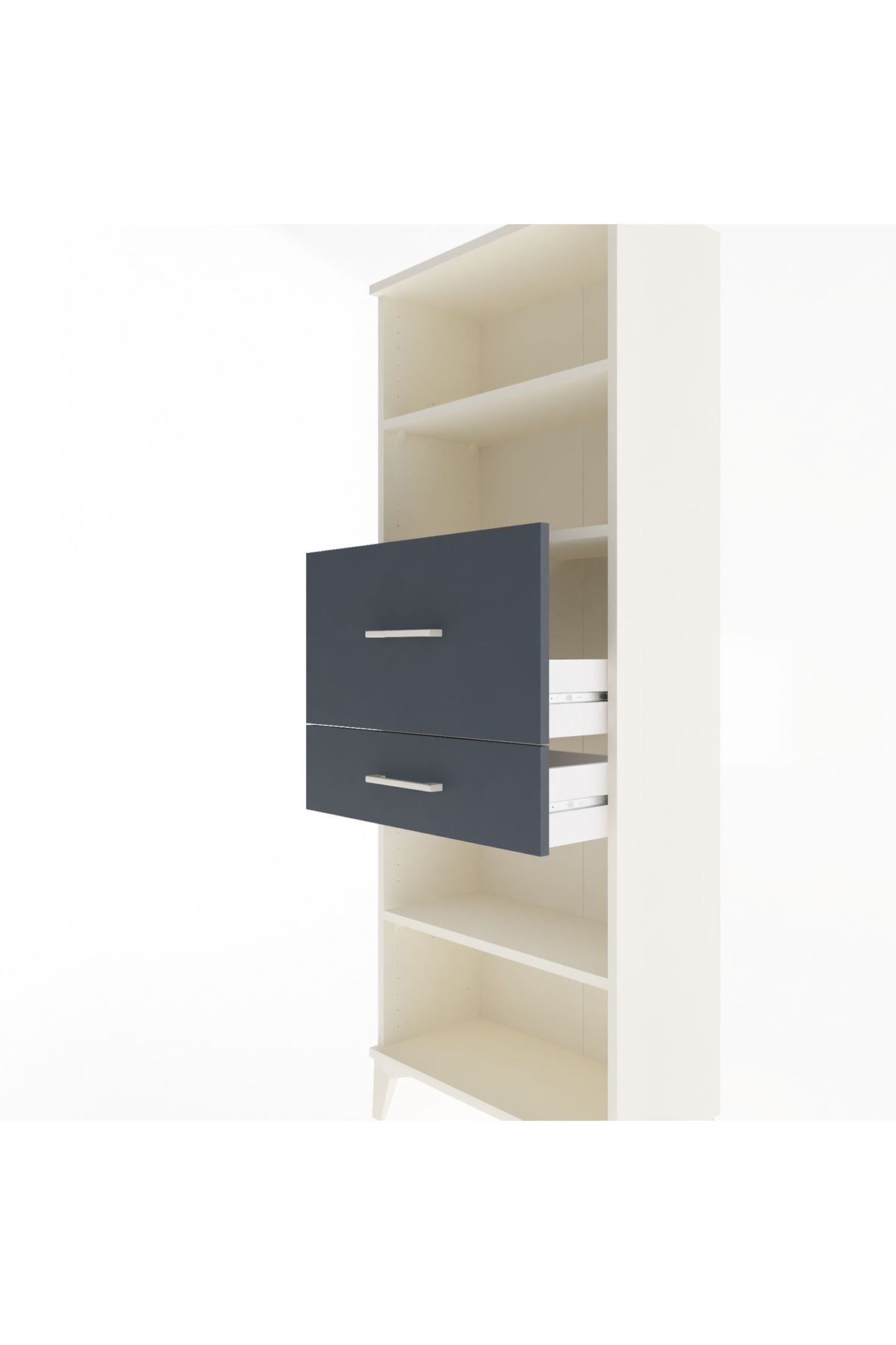 Arges Dolap 3 Raflı 2 Çekmeceli 60x30x163 Aytaşı-Antrasit