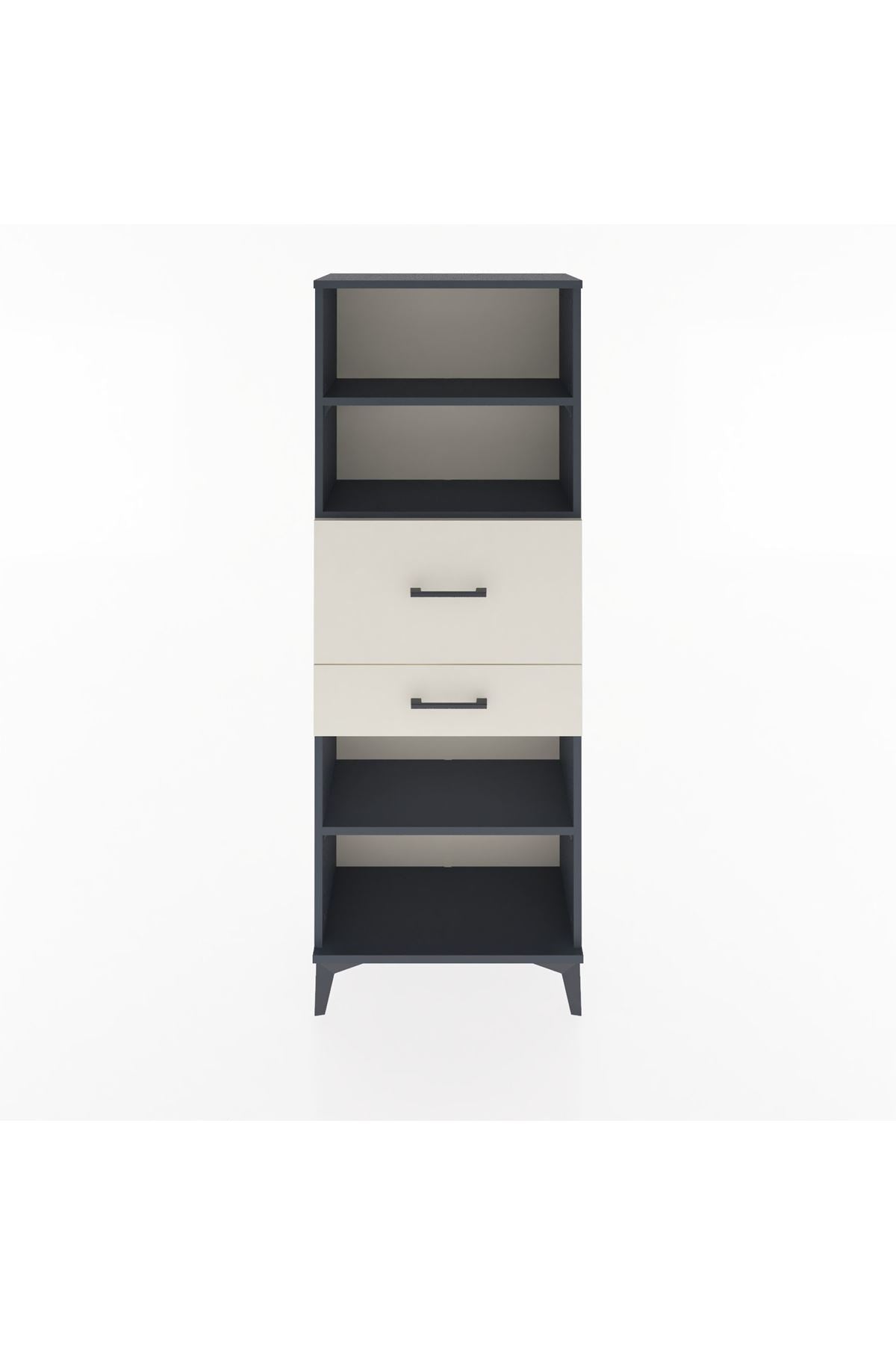 Arges Dolap 3 Raflı 2 Çekmeceli 60x30x163 Antrasit-Aytaşı