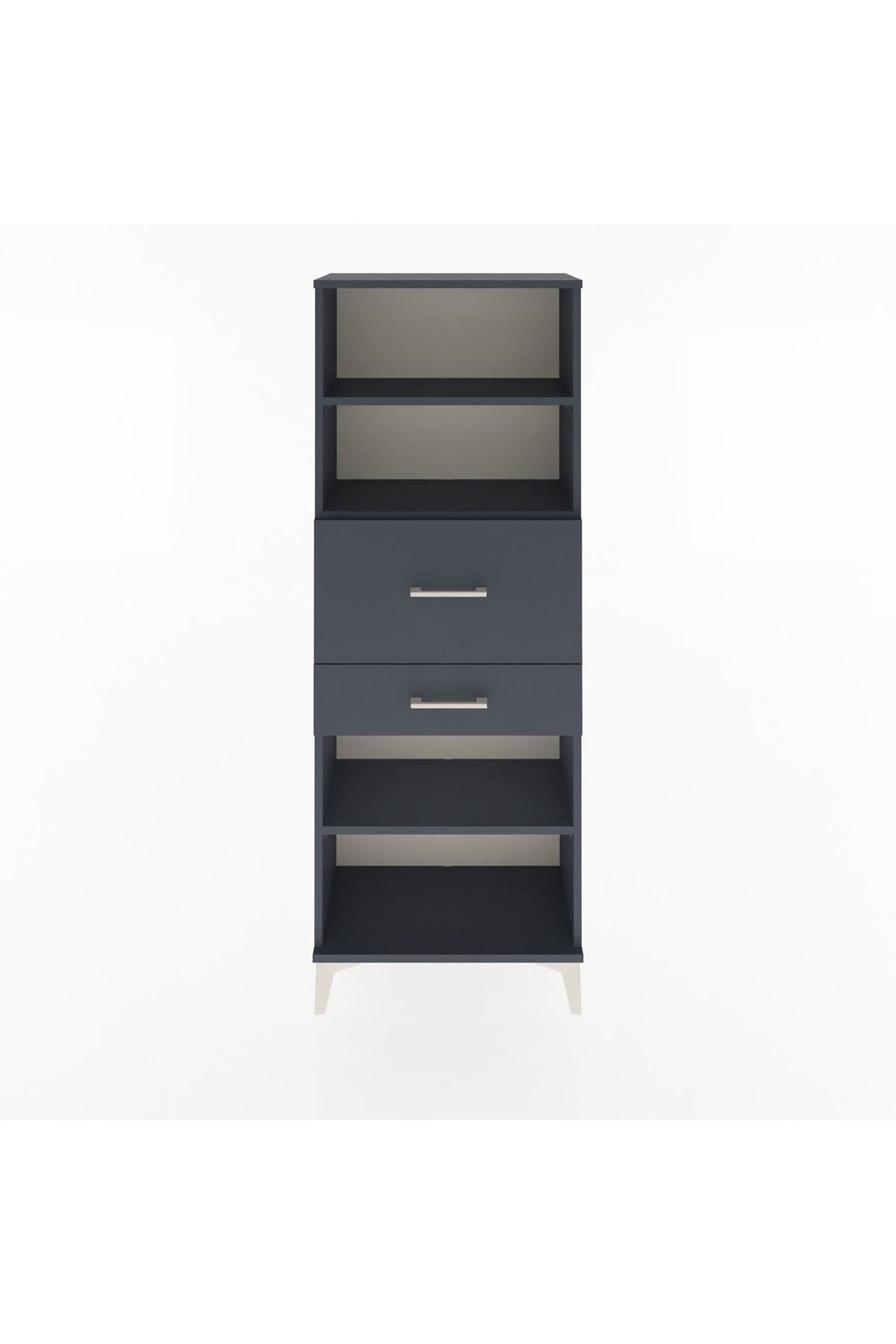 Arges Dolap 3 Raflı 2 Çekmeceli 60x30x163 Antrasit-Antrasit