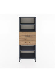 Arges Dolap 3 Raflı 2 Çekmeceli 60x30x163 Antrasit-Çam