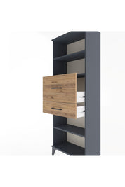 Arges Dolap 3 Raflı 2 Çekmeceli 60x30x163 Antrasit-Çam