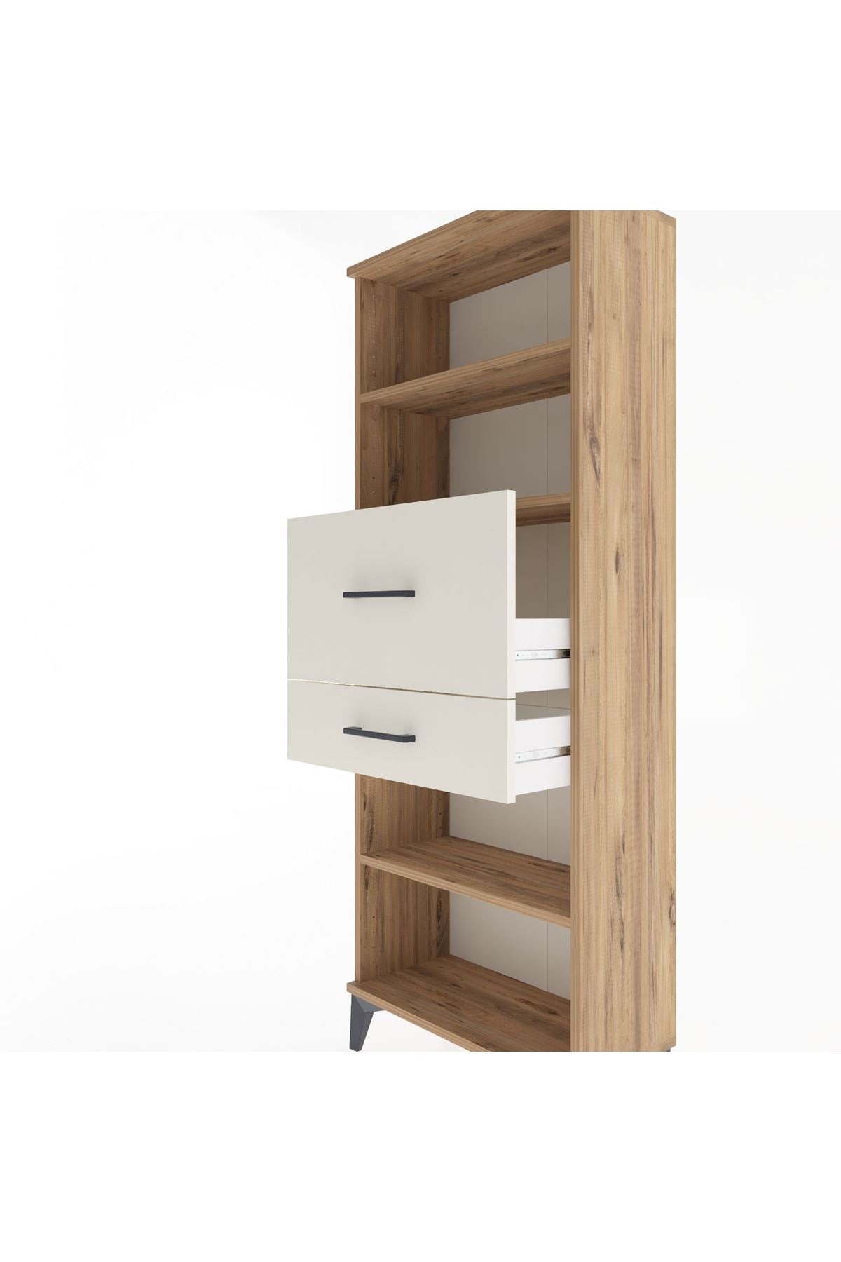 Arges Dolap 3 Raflı 2 Çekmeceli 60x30x163 Çam-Aytaşı