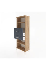 Arges Dolap 3 Raflı 2 Çekmeceli 60x30x163 Çam-Antrasit