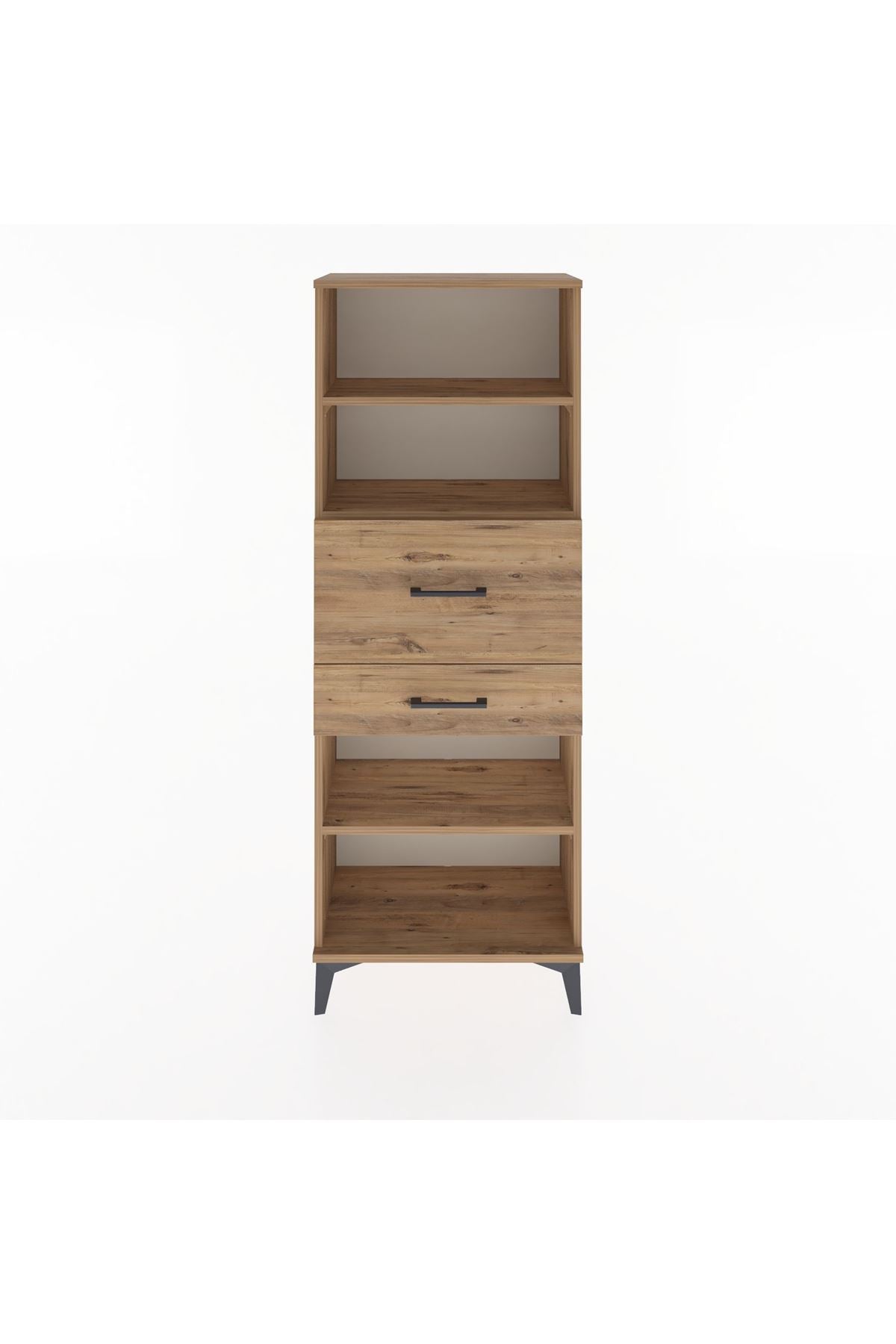 Arges Dolap 3 Raflı 2 Çekmeceli 60x30x163 Çam-Çam