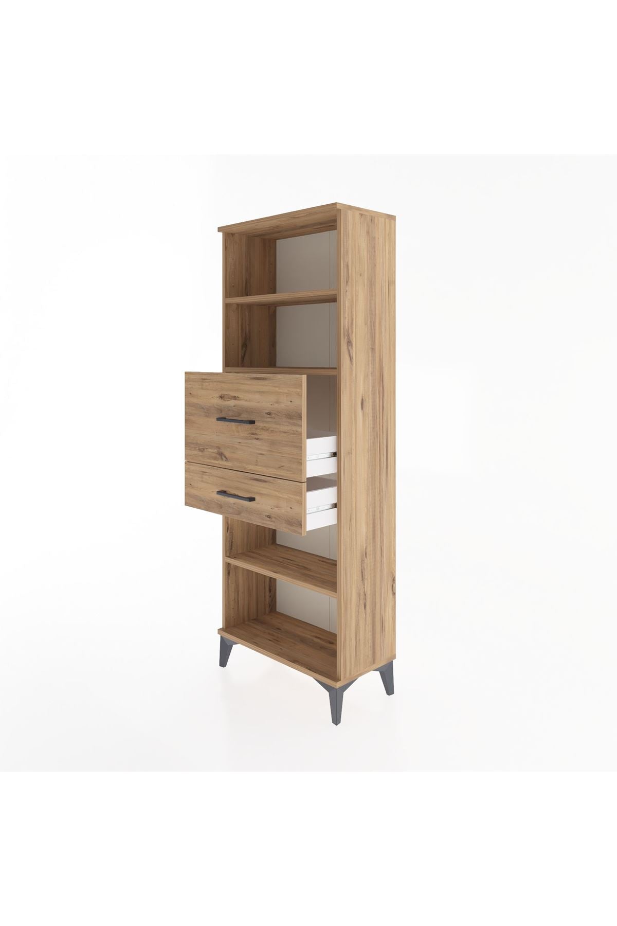 Arges Dolap 3 Raflı 2 Çekmeceli 60x30x163 Çam-Çam