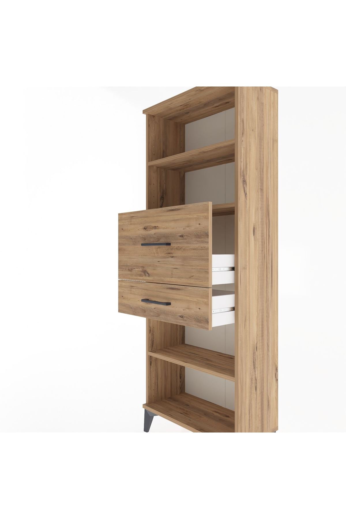 Arges Dolap 3 Raflı 2 Çekmeceli 60x30x163 Çam-Çam