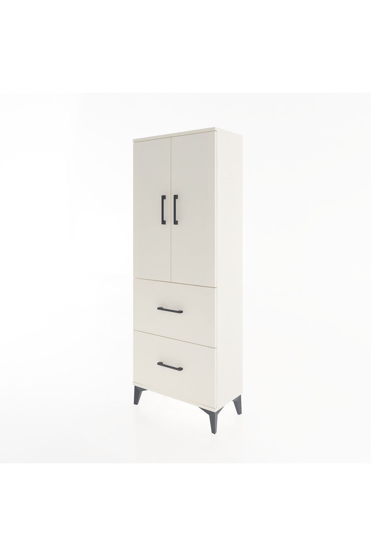 Arges Dolap 3 Raflı 2 Çekmeceli 2 Kapaklı 60x30x163 Aytaşı-Aytaşı