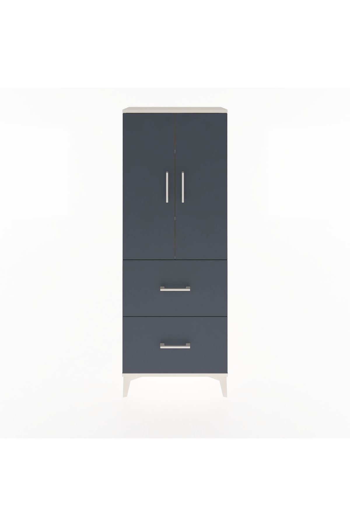 Arges Dolap 3 Raflı 2 Çekmeceli 2 Kapaklı 60x30x163 Aytaşı-Antrasit