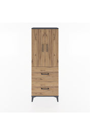 Arges Dolap 3 Raflı 2 Çekmeceli 2 Kapaklı 60x30x163 Antrasit-Çam