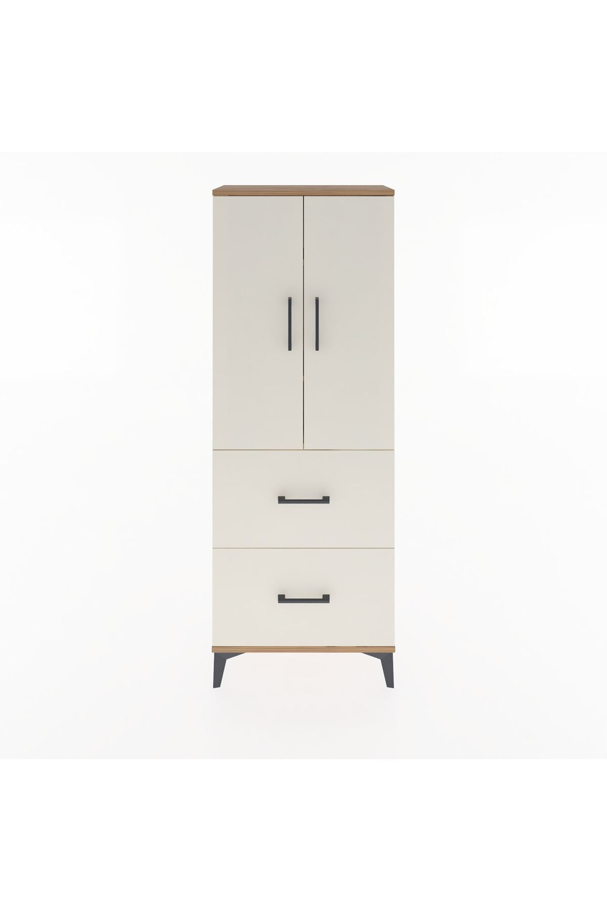 Arges Dolap 3 Raflı 2 Çekmeceli 2 Kapaklı 60x30x163 Çam-Aytaşı